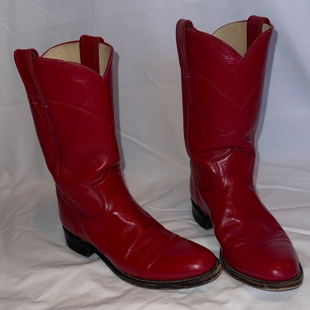 Justin Boots Bold Red Leather Western Boots